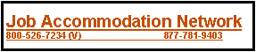 Text Box: Job Accommodation Network
800-526-7234 (V)                               877-781-9403 